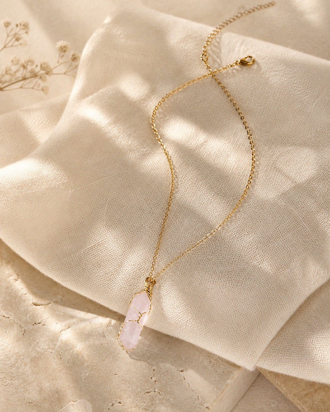 Rose amulet necklace product portrait
